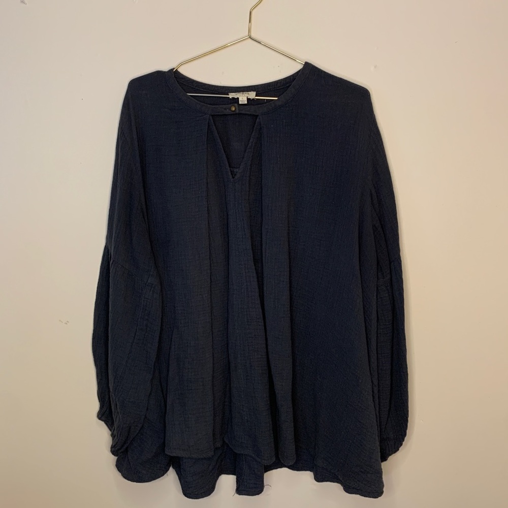 Blue Gauzy Babydoll Top